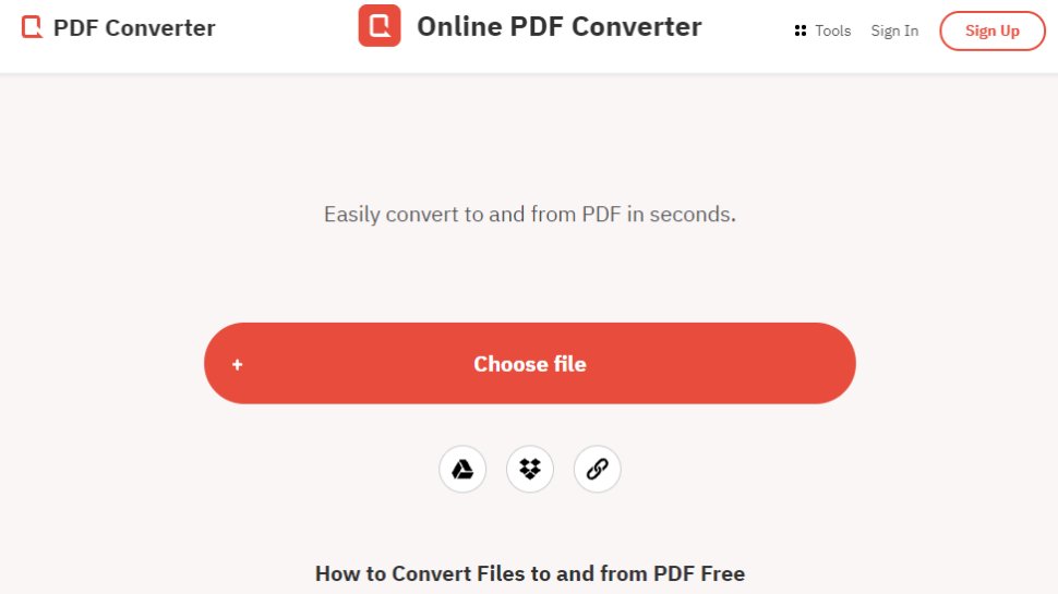 Captura de pantalla del sitio web para PDF Converter