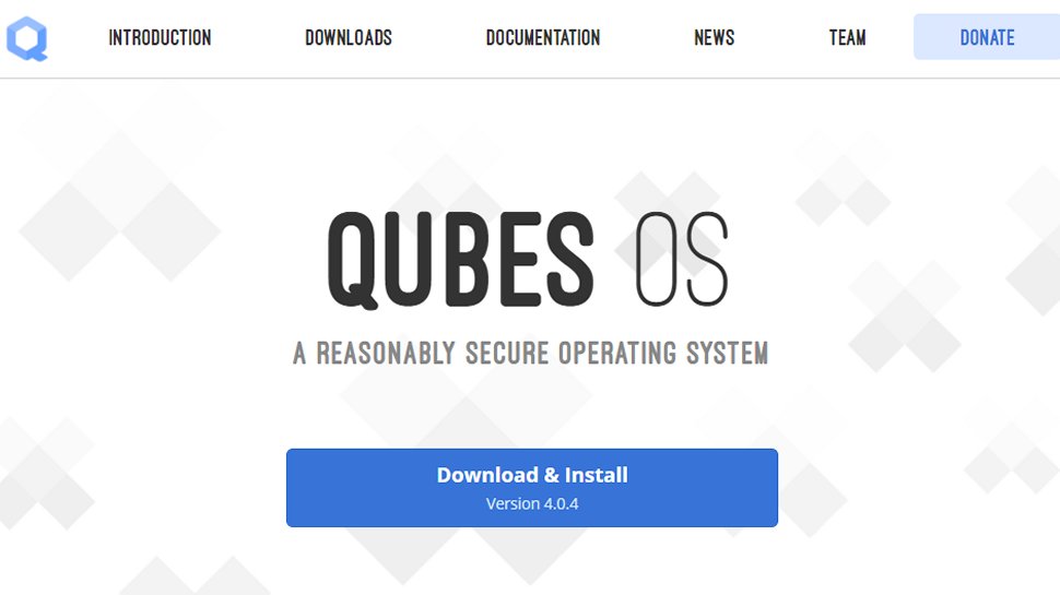 Captura de pantalla del sitio web para Qubes OS