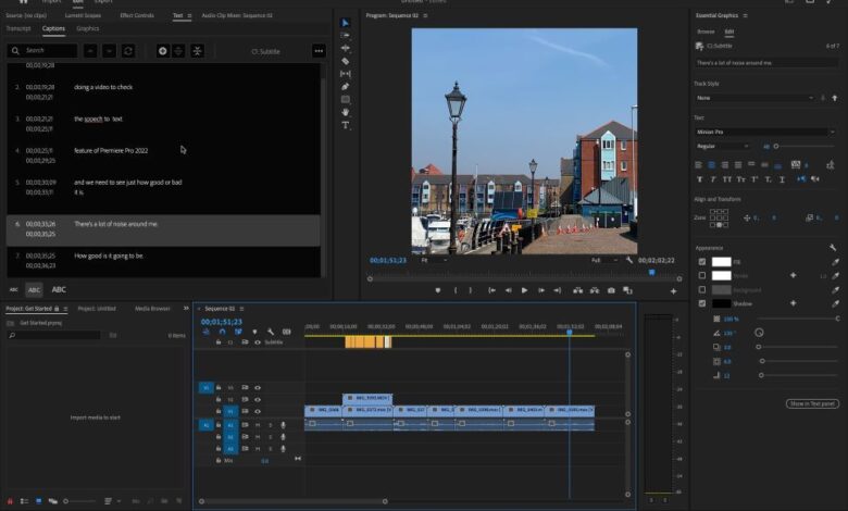 Screenshot of captioning videos in Adobe Premiere Pro