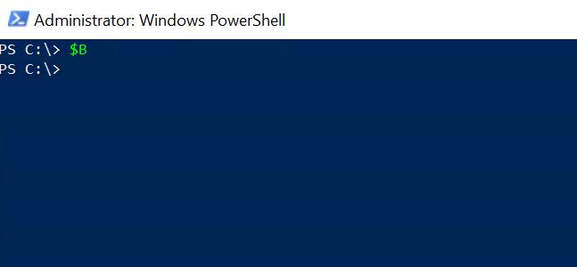 Captura de pantalla de una sesión de administración de Windows PowerShell.