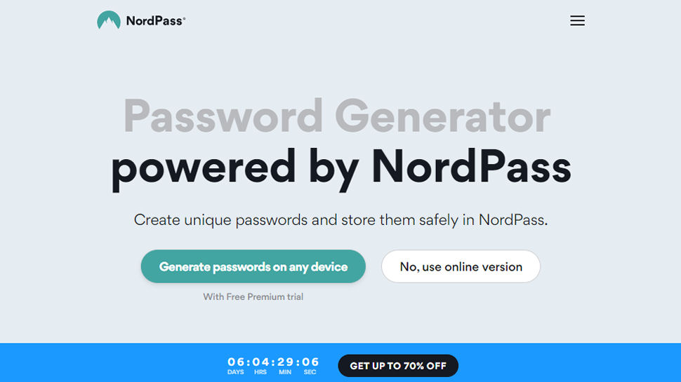 Captura de pantalla del sitio web para Nordpass