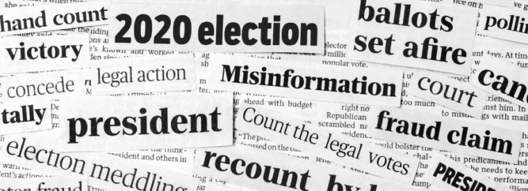 Un collage de titulares de periódicos que describen el fraude electoral.