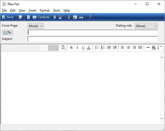 Captura de pantalla de una ventana de fax de Windows.