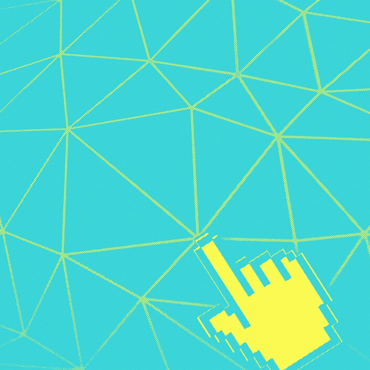 Una mano digital tocando un nodo en una red.