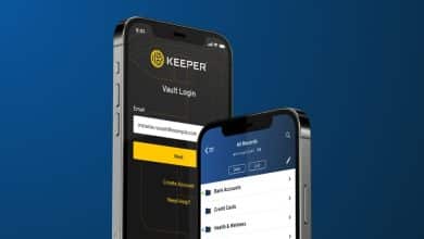 Keeper password manager shown running on smartphones