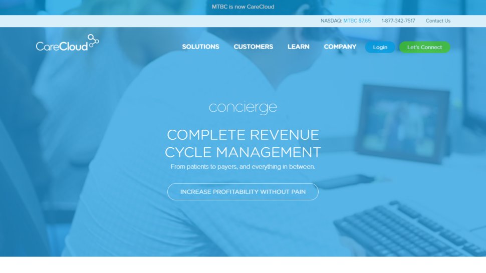 Captura de pantalla del sitio web para CareCloud Concierge