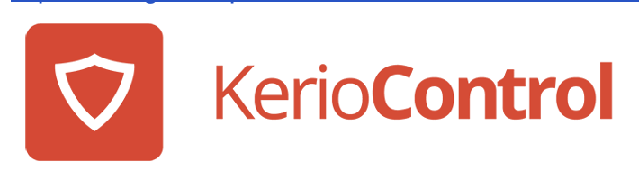 A la izquierda hay una ilustración del logotipo de KerioControl ya la derecha hay un texto que describe a KerioControl.