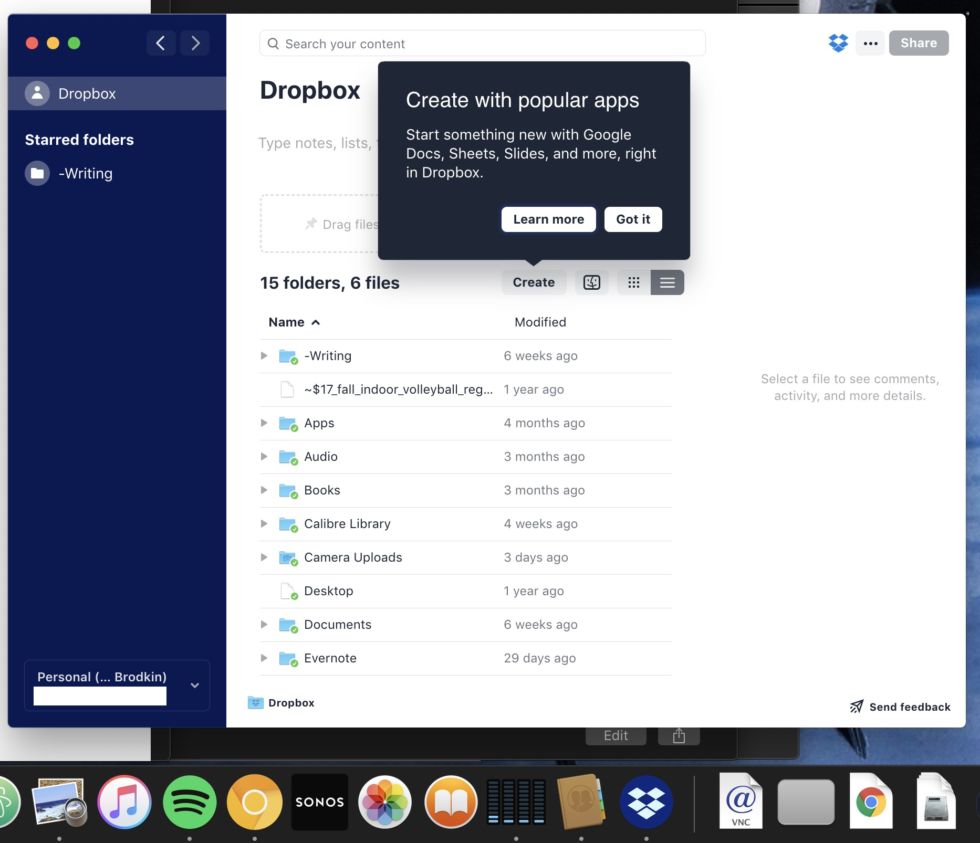 La nueva aplicación de Dropbox abre un explorador de archivos y un ícono de Dock cada vez que mi Mac se reinicia.