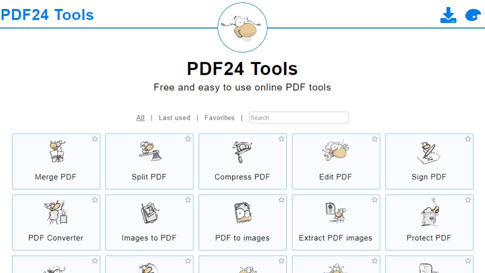Captura de pantalla del sitio web de PDF24 Tools