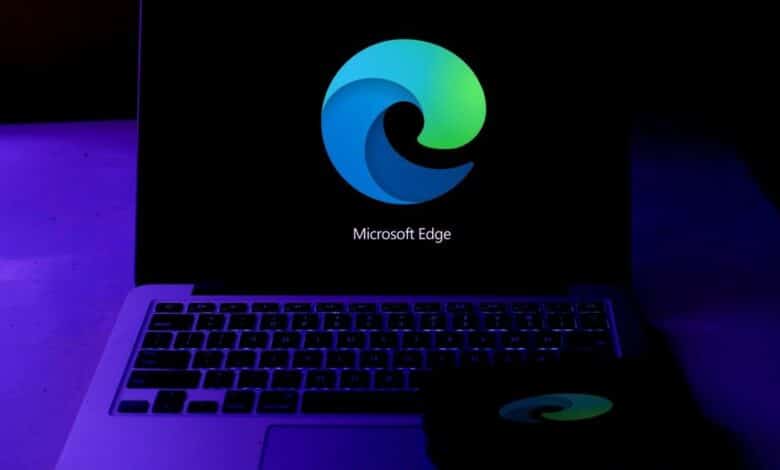 Microsoft Edge logo on a MacBook Pro screen